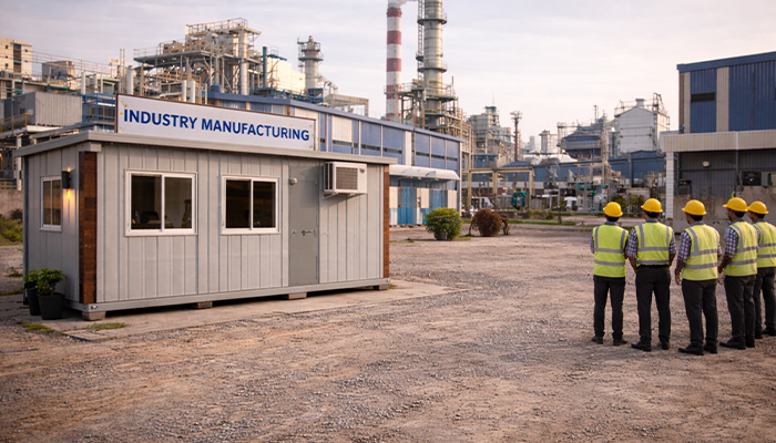 Industrial portable cabin manufacturer in India supplying factory office and security cabins