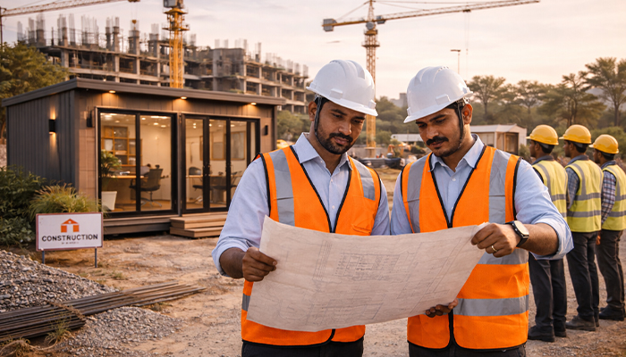 Portable cabin manufacturer for construction companies in India providing site office and security cabin solutions